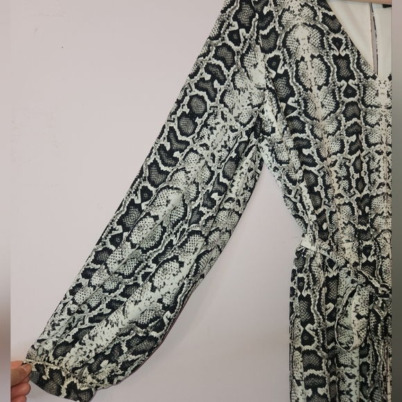 EXPRESS Women’s Snakeskin Print Balloon Sleeve Mini Dress, size M - Picture 3 of 15